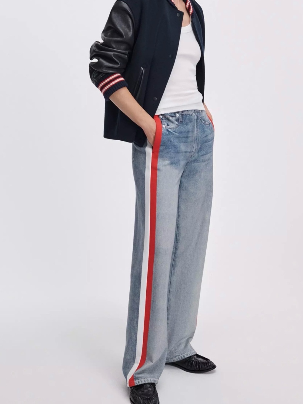 Rag & Bone Miramar Sport Stripe wide leg pant